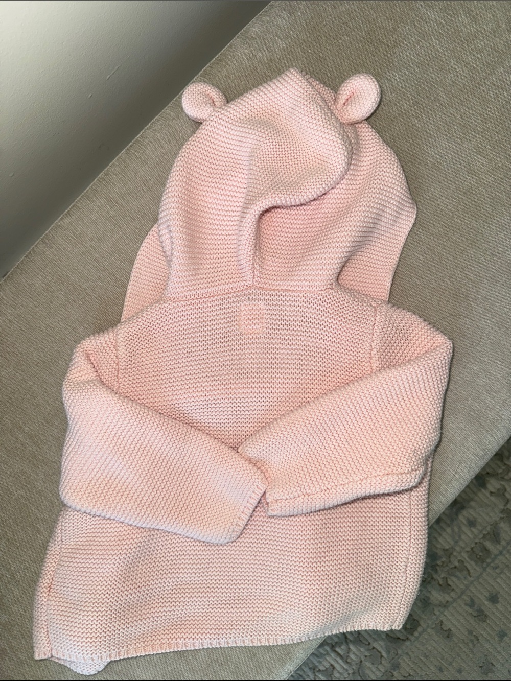 GAP Light Pink Knit Hooded Baby Jacket - Picture 5 of 5